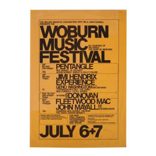 Lot # 109. Woburn Music Festival Flyer, 1968 ### JIMI HENDRIX