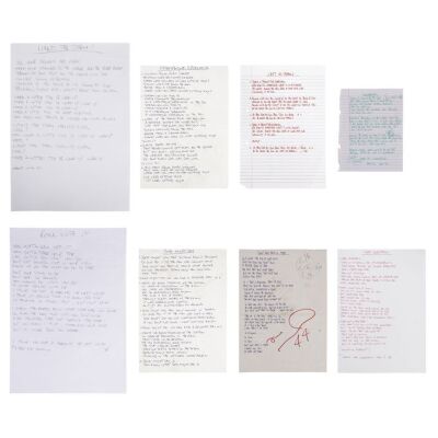 Lot # 173. Set of Noel Gallagher Handwritten Lyrics For Eight (What's The Story) Morning Glory? Album Songs ### OASIS