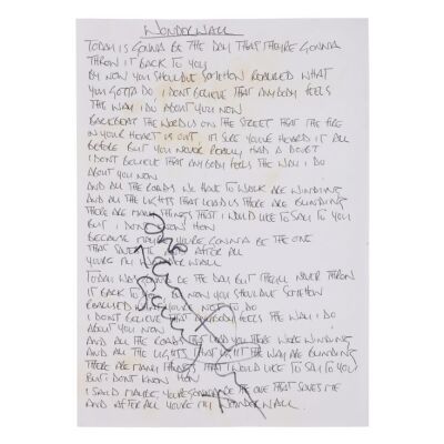 Lot # 176. Noel Gallagher-Autographed and Handwritten "Wonderwall" Lyrics ### OASIS