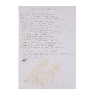 Lot # 184. Noel Gallagher Handwritten ''Champagne Supernova'' Lyrics ### OASIS