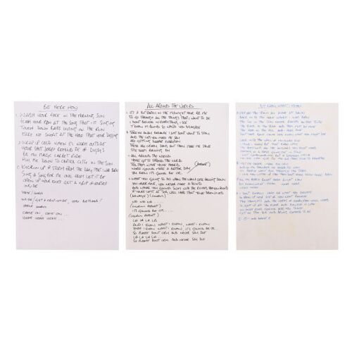 Lot # 185. Noel Gallagher Handwritten "D'You Know What I Mean?", "Be Here Now" and "All Around the World" Lyrics ### OASIS
