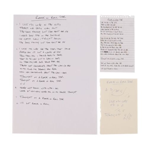 Lot # 186. Noel Gallagher Handwritten Lyrics and Guitar Chords for "Rock 'n' Roll Star" ### OASIS