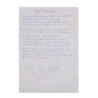 Lot # 207. Noel Gallagher Handwritten "Don't Go Away" Lyrics ### OASIS