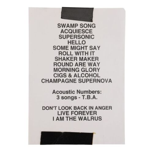 Lot # 216. Paul "Guigsy" McGuigan Stage-Used Setlist for Cardiff International Arena, 1996 ### OASIS