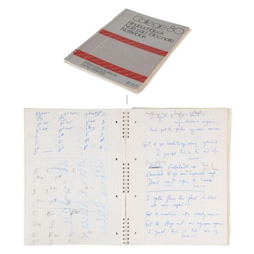 Lot # 264. The Reinhold Mack Collection: Notebook Containing Collection of Freddie Mercury Handwritten Working Lyrics and Notes from Mr. Bad Guy Recording Sessions ### FREDDIE MERCURY