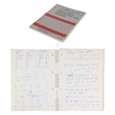Lot # 264. The Reinhold Mack Collection: Notebook Containing Collection of Freddie Mercury Handwritten Working Lyrics and Notes from Mr. Bad Guy Recording Sessions ### FREDDIE MERCURY