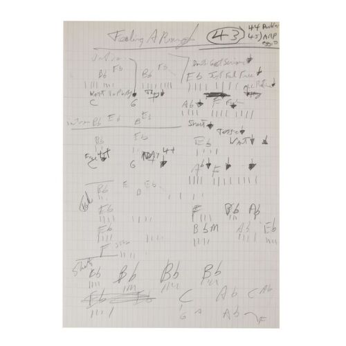 Lot # 290. The Reinhold Mack Collection: Freddie Mercury Handwritten ''Foolin' Around'' Draft Notes and Chord Progression Sheet ### FREDDIE MERCURY