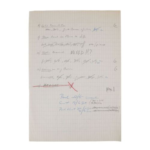 Lot # 295. The Reinhold Mack Collection: Freddie Mercury Handwritten Mr. Bad Guy Album Track Mixing Log ### FREDDIE MERCURY