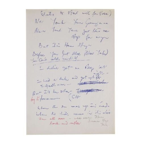 Lot # 297. The Reinhold Mack Collection: Freddie Mercury Handwritten ''New York'' Working Lyrics ### FREDDIE MERCURY