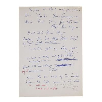 Lot # 297. The Reinhold Mack Collection: Freddie Mercury Handwritten ''New York'' Working Lyrics ### FREDDIE MERCURY