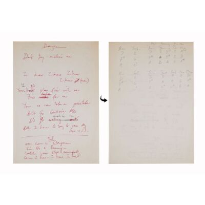 Lot # 301. The Reinhold Mack Collection: Freddie Mercury Handwritten "My Love Is Dangerous" Working Lyrics ### FREDDIE MERCURY