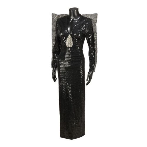 Lot # 374. Tina Turner "Private Dancer" Music Video Production Black Sequin and Rhinestone Dress ### TINA TURNER