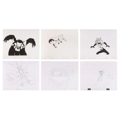 Lot # 378. Original Animation Layouts and Ink Guides - Bono's Alter-Egos and the Zoo TV Stage, From the Landmark Batman Forever Animated Music Video ### HOLD ME, THRILL ME, KISS ME, KILL ME - U2 (1995)