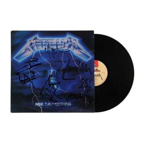 Lot # 133. James Hetfield, Kirk Hammett, Lars Ulrich and Cliff Burton-Autographed Ride the Lightning Vinyl ### METALLICA