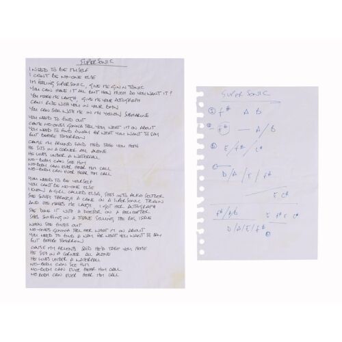 Lot # 191. Noel Gallagher Handwritten "Supersonic" Lyrics and Chord Chart ### OASIS
