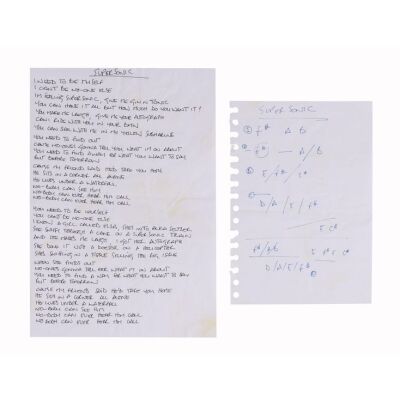 Lot # 191. Noel Gallagher Handwritten "Supersonic" Lyrics and Chord Chart ### OASIS