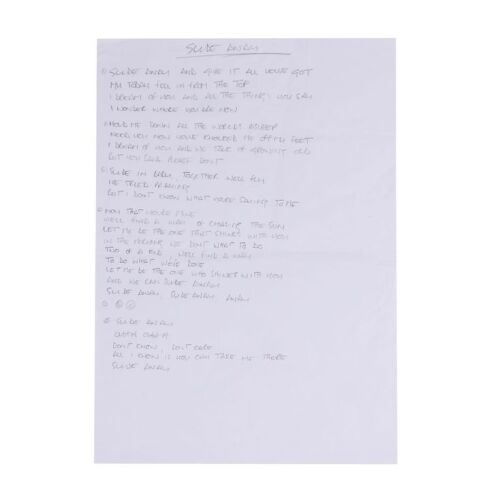 Lot # 193. Noel Gallagher Handwritten "Slide Away" Lyrics ### OASIS
