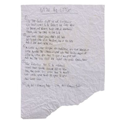Lot # 200. Noel Gallagher Handwritten "Little by Little" Lyrics ### NOEL GALLAGHER