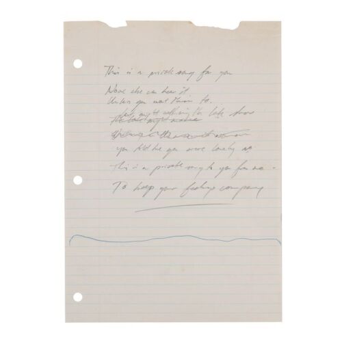 Lot # 236. Roger Waters Handwritten Lyrics to "A Private Song" ### PINK FLOYD