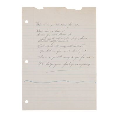 Lot # 236. Roger Waters Handwritten Lyrics to "A Private Song" ### PINK FLOYD