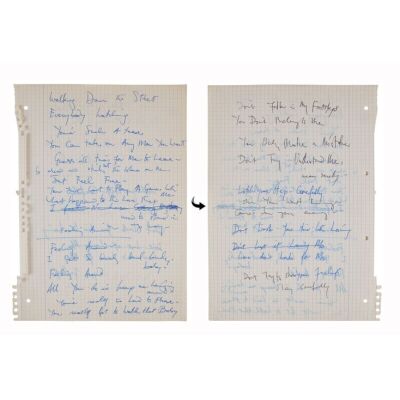 Lot # 275. The Reinhold Mack Collection: Freddie Mercury Handwritten ''Foolin' Around'' and ''My Love Is Dangerous'' Working Lyrics ### FREDDIE MERCURY