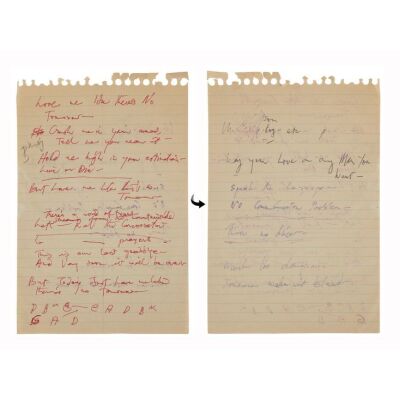 Lot # 302. The Reinhold Mack Collection: Freddie Mercury Handwritten ''Love Me Like There's No Tomorrow'' Working Lyrics ### FREDDIE MERCURY
