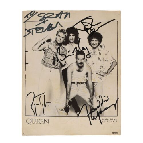 Lot # 309. Freddie Mercury, Brian May, Roger Taylor, John Deacon-Autographed Live Aid Promotional Photograph by David Bailey ### QUEEN