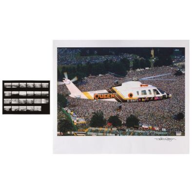 Lot # 324. The Denis O'Regan Collection: "A Kind of Magic" Helicopter Knebworth Fine Art Print and Helicopter Contact Sheet Proof, 1986 ### QUEEN