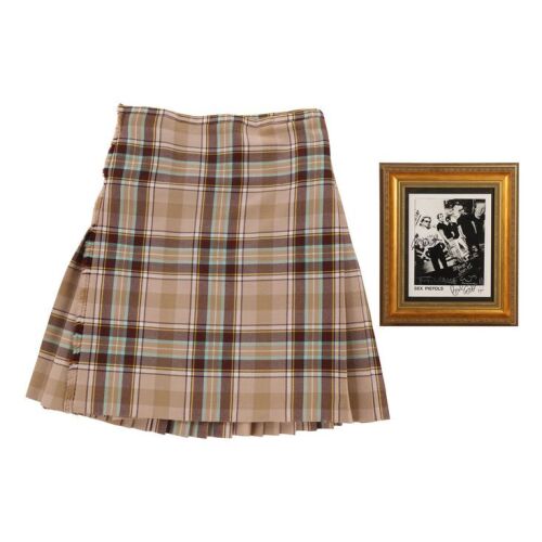 Lot # 348. Steve Jones' Sex Pistols Filthy Lucre Tour Stage-Worn Vivienne Westwood Kilt and Steve Jones, Paul Cook, Glen Matlock and John Lydon-Autographed Framed Promotional Photo ### SEX PISTOLS