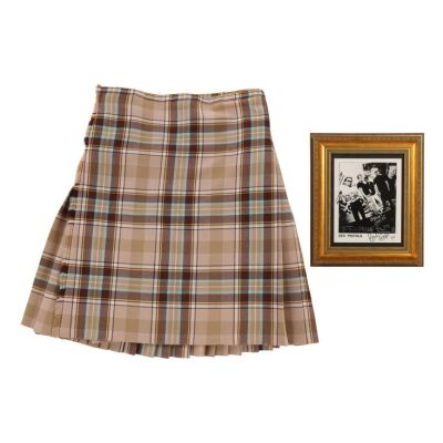 Lot # 348. Steve Jones' Sex Pistols Filthy Lucre Tour Stage-Worn Vivienne Westwood Kilt and Steve Jones, Paul Cook, Glen Matlock and John Lydon-Autographed Framed Promotional Photo ### SEX PISTOLS