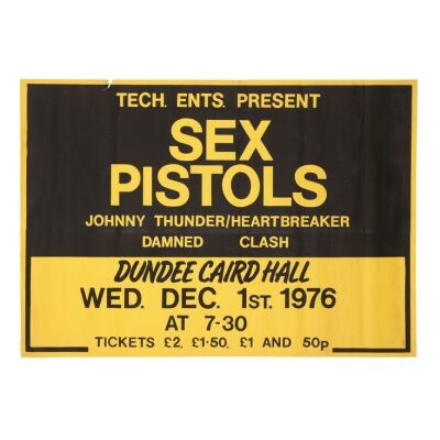 Lot # 353. Original Poster For Cancelled Dundee Concert, 1976 ### SEX PISTOLS