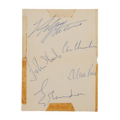 Lot # 402. Eric Burdon, Hilton Valentine, Alan Price, Chas Chandler and John Steel-Autographed Card ### ANIMALS, THE