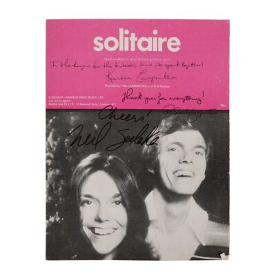 Lot # 450. Karen Carpenter, Richard Carpenter and Neil Sadaka-Autographed "Solitaire" Sheet Music ### CARPENTERS, THE