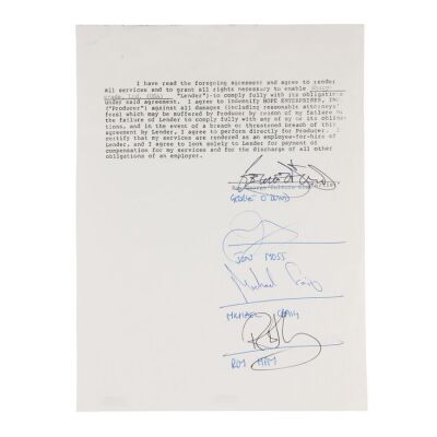 Lot # 461. Boy George, Jon Moss, Michael Craig, and Roy Hay-Signed Contract Page ### CULTURE CLUB