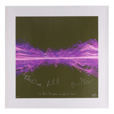 Lot # 541. Phil Cunningham, Tim Rice-Oxley and Tom Chapman-Autographed "Somewhere Only We Know" Limited Edition Soundwave Print by Tim Wakefield, 2022 ### KEANE