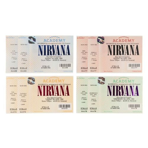 Lot # 587. Set of Four Cancelled Brixton Academy UK Tour Concert Tickets, 1994 ### NIRVANA