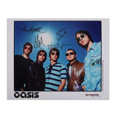 Lot # 595. Noel Gallagher, Liam Gallagher, Gem Archer, Andy Bell and Alan White-Autographed Promotional Photograph ### OASIS