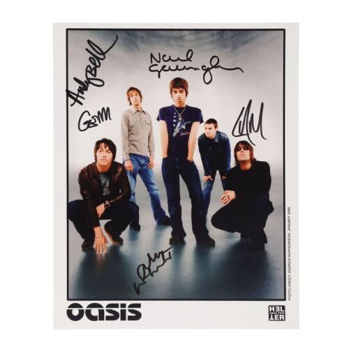 Lot # 598. Noel Gallagher, Liam Gallagher, Gem Archer, Andy Bell, Andy White-Autographed Promo Photo, 2000 ### OASIS
