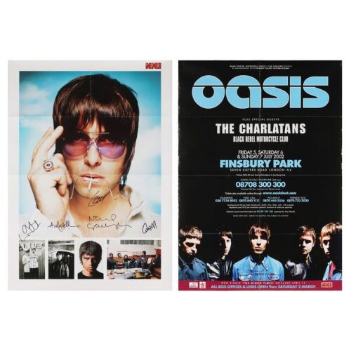 Lot # 600. Liam Gallagher, Noel Gallagher, Gem Archer, Alan White and Andy Bell-Autographed NME Finsbury Park Poster, 2002 ### OASIS