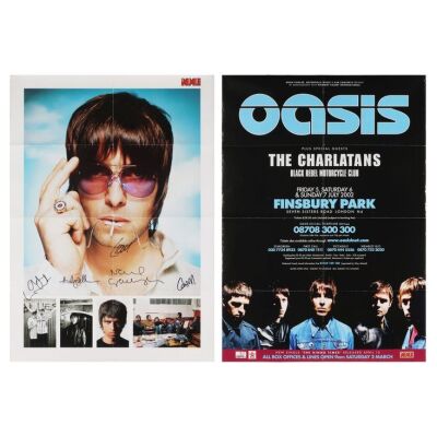 Lot # 600. Liam Gallagher, Noel Gallagher, Gem Archer, Alan White and Andy Bell-Autographed NME Finsbury Park Poster, 2002 ### OASIS