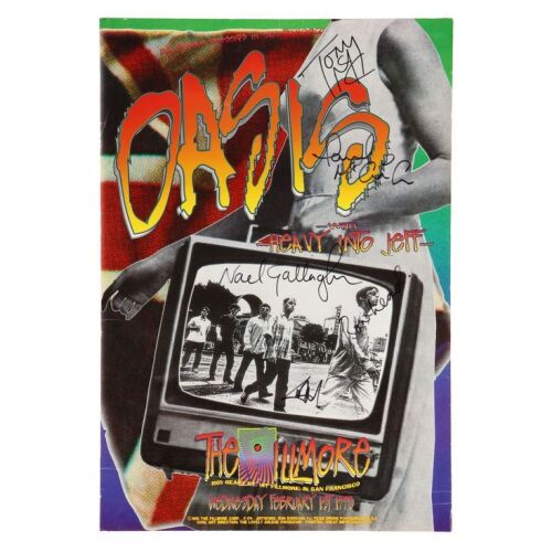 Lot # 601. Noel Gallagher, Liam Gallagher, Paul "Bonehead" Arthurs, Paul "Guigsy" McGuigan and Tony McCarroll-Autographed San Francisco Poster, 1995 ### OASIS