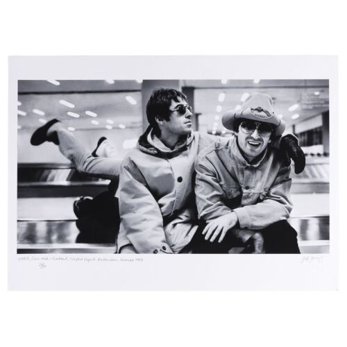 Lot # 612. The Rockarchive Collection: Limited Edition Liam Gallagher, Noel Gallagher and Bonehead Print by Jill Furmanovsky, Schiphol Airport, Amsterdam, 1997 ### OASIS