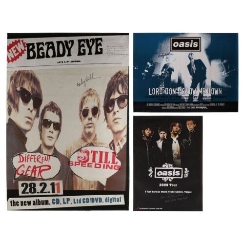 Lot # 633. Three Andy Bell-Autographed Oasis and Beady Eye Posters ### OASIS