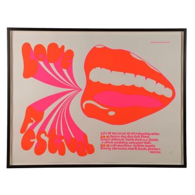 Lot # 652. Paula Webb Stainton&rsquo;s Pink Floyd - Their Mortal Remains Collection: UFO Love Festival Poster, February 1967 (2017 Reprint) ### PINK FLOYD