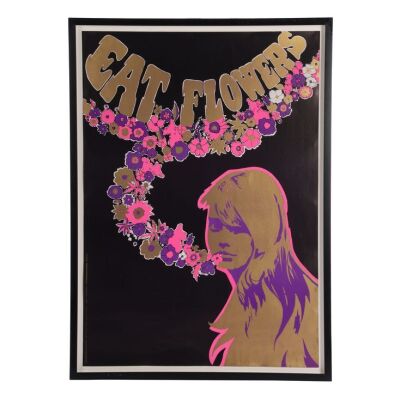 Lot # 664. Paula Webb Stainton&rsquo;s Pink Floyd - Their Mortal Remains Collection: EAT FLOWERS - Live, Love, Explore, 1968 - Ron Slabbers Poster ### PINK FLOYD