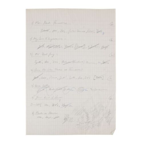 Lot # 682. The Reinhold Mack Collection: Freddie Mercury Handwritten Mr. Bad Guy Album Instrument Notes Track List ### FREDDIE MERCURY