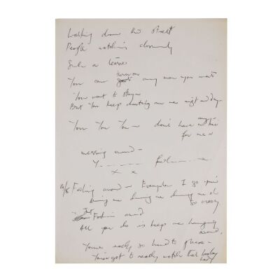 Lot # 686. The Reinhold Mack Collection: Freddie Mercury Handwritten ''Foolin' Around'' Second Verse and Chorus Working Lyrics ### FREDDIE MERCURY