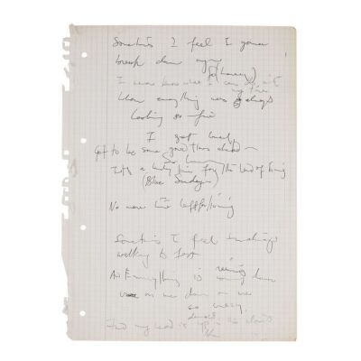 Lot # 689. The Reinhold Mack Collection: Freddie Mercury Handwritten ''Living on My Own'' Working Draft Lyrics ### FREDDIE MERCURY