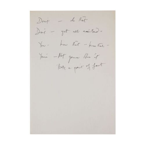 Lot # 699. The Reinhold Mack Collection: Freddie Mercury Handwritten ''Stop All The Fighting'' Working Draft Lyrics ### FREDDIE MERCURY