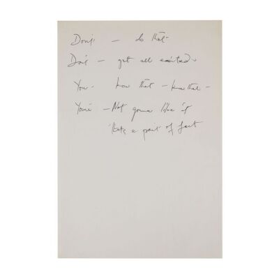 Lot # 699. The Reinhold Mack Collection: Freddie Mercury Handwritten ''Stop All The Fighting'' Working Draft Lyrics ### FREDDIE MERCURY